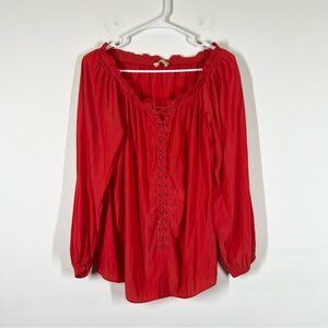 Ramy Brook Jill Jackie Lace Up Blouse Size Large